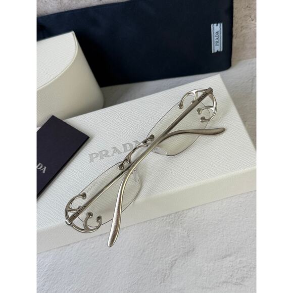 NEW Prada PR C57S Sunglasses in Silver Clear Bluelight $815 main image 8